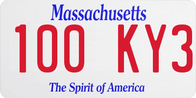 MA license plate 100KY3