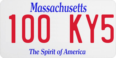 MA license plate 100KY5