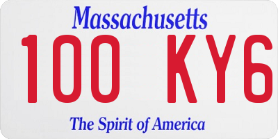 MA license plate 100KY6