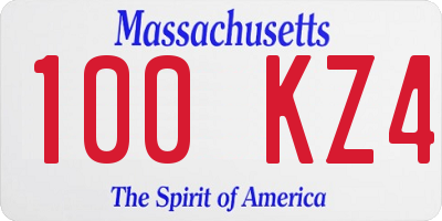 MA license plate 100KZ4