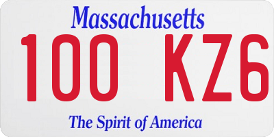 MA license plate 100KZ6