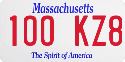 MA license plate 100KZ8