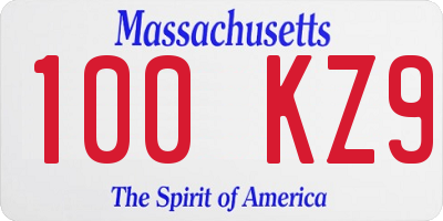 MA license plate 100KZ9