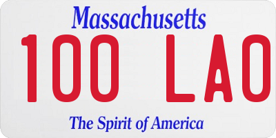 MA license plate 100LA0