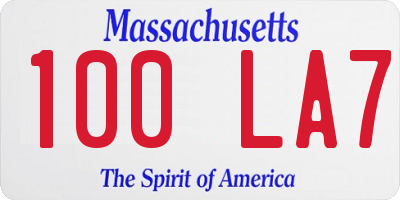 MA license plate 100LA7