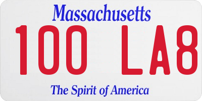 MA license plate 100LA8