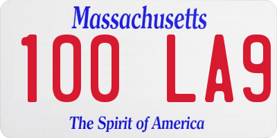 MA license plate 100LA9