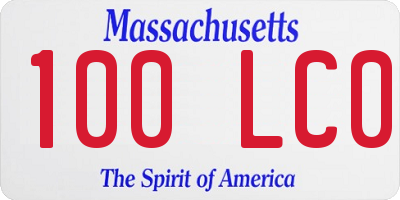 MA license plate 100LC0