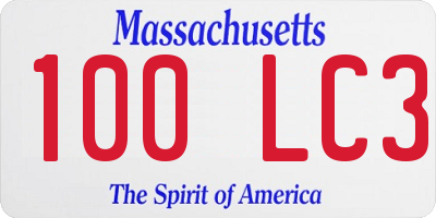 MA license plate 100LC3