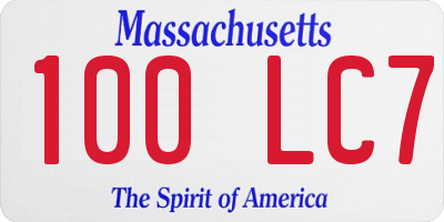 MA license plate 100LC7