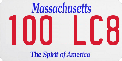 MA license plate 100LC8