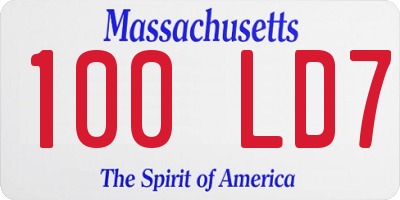 MA license plate 100LD7