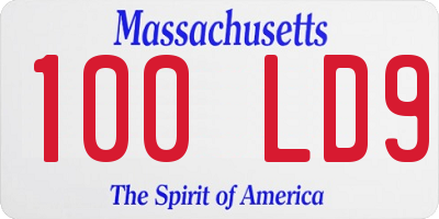 MA license plate 100LD9