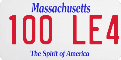 MA license plate 100LE4