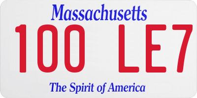 MA license plate 100LE7