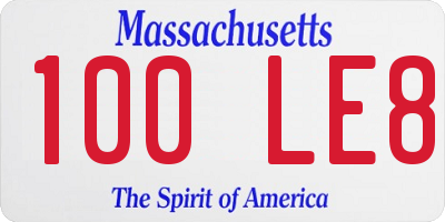 MA license plate 100LE8