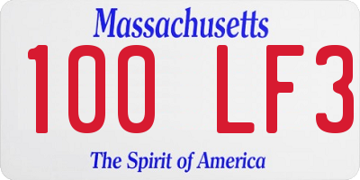 MA license plate 100LF3