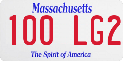 MA license plate 100LG2