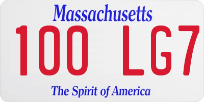 MA license plate 100LG7