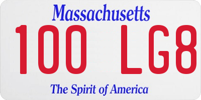 MA license plate 100LG8