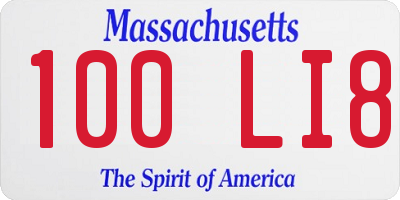 MA license plate 100LI8