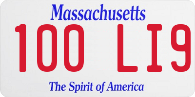 MA license plate 100LI9