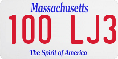 MA license plate 100LJ3