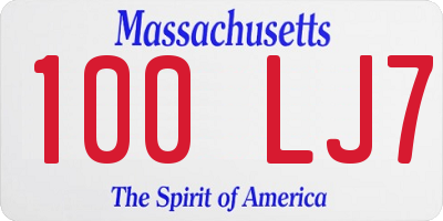 MA license plate 100LJ7