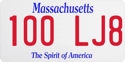 MA license plate 100LJ8