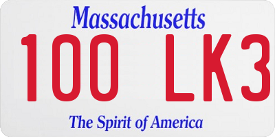 MA license plate 100LK3