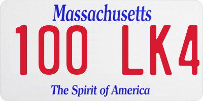 MA license plate 100LK4