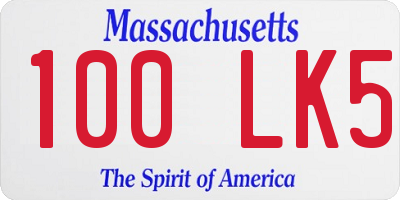 MA license plate 100LK5