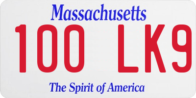 MA license plate 100LK9