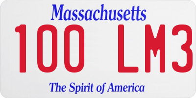 MA license plate 100LM3