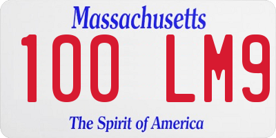 MA license plate 100LM9