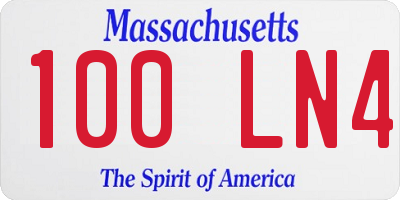 MA license plate 100LN4