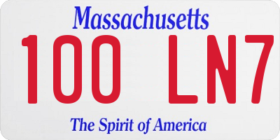 MA license plate 100LN7