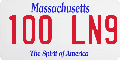 MA license plate 100LN9