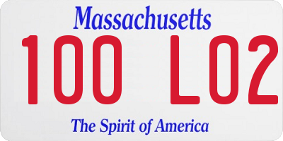 MA license plate 100LO2