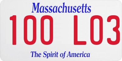 MA license plate 100LO3