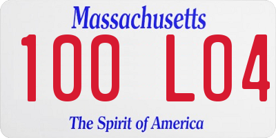 MA license plate 100LO4