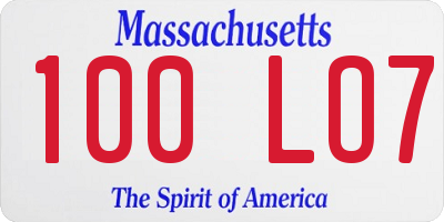 MA license plate 100LO7