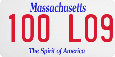 MA license plate 100LO9