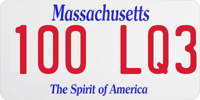 MA license plate 100LQ3