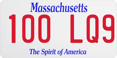 MA license plate 100LQ9