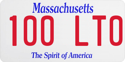 MA license plate 100LT0