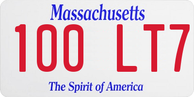 MA license plate 100LT7