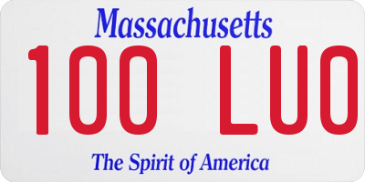 MA license plate 100LU0