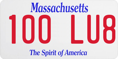 MA license plate 100LU8