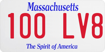 MA license plate 100LV8